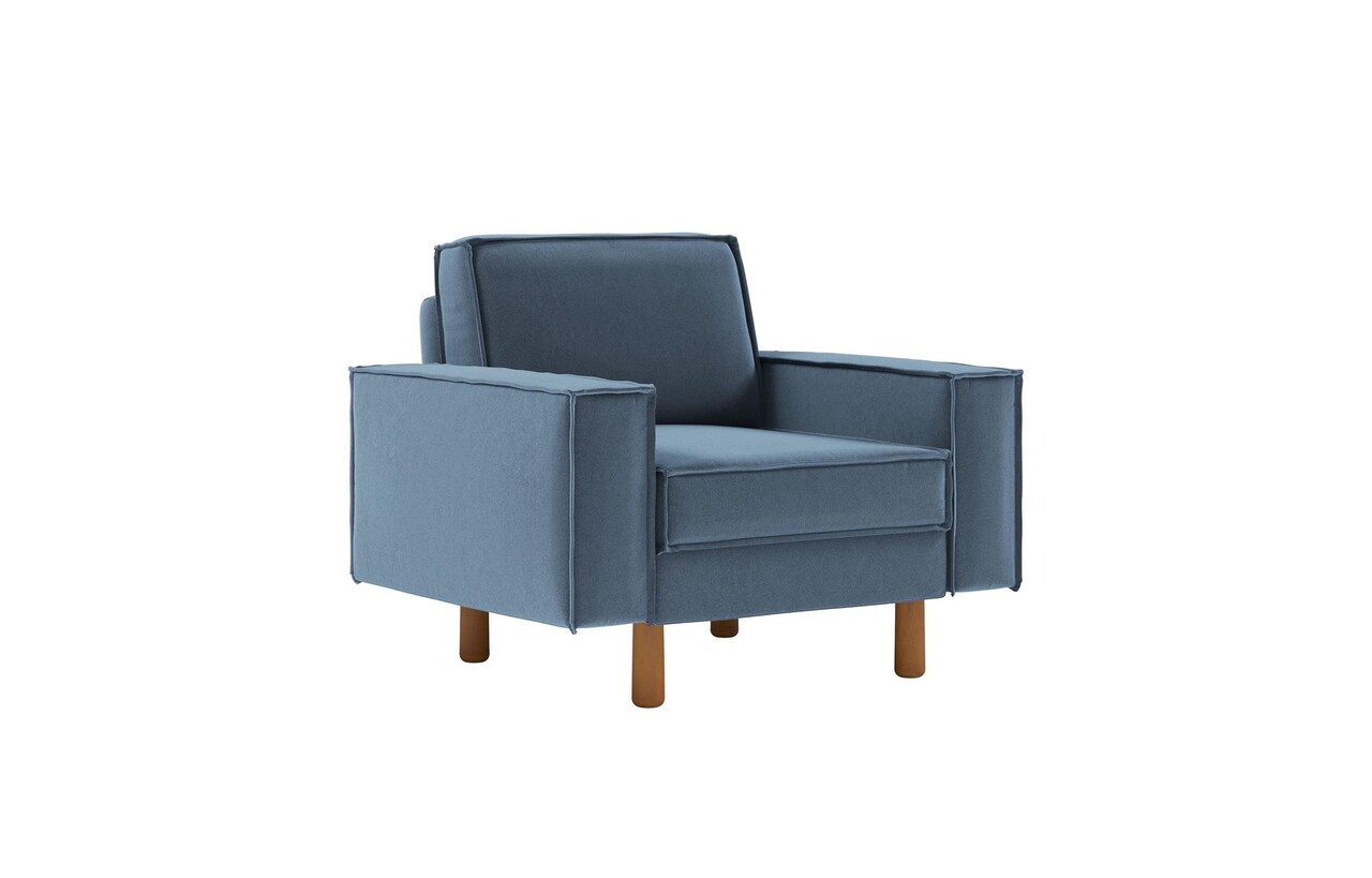 Fotoliu, Atelier del Sofa, 918CMF1190, Otel, Albastru oceanic / Nuc - imagine 6